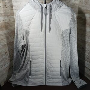 Jockey Women's White and Gray Active Wear‎ Hooded Full Zip Jacket Sz XXL
